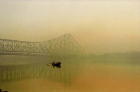 Under the Hawrah Bridge at Dawn