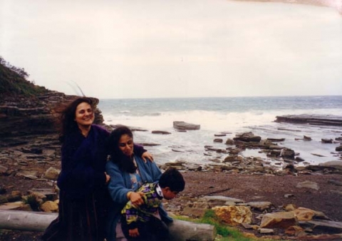 Australia, Central Coast,  Rocky beach, with Saba and Ashu 