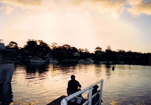 Australia- Javer's bay- Fisher man at sunset 