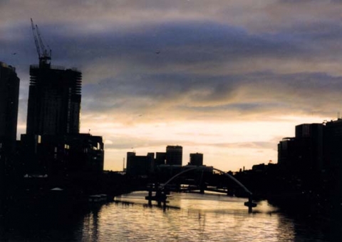 Australia Melbourne sunset over Yerra river